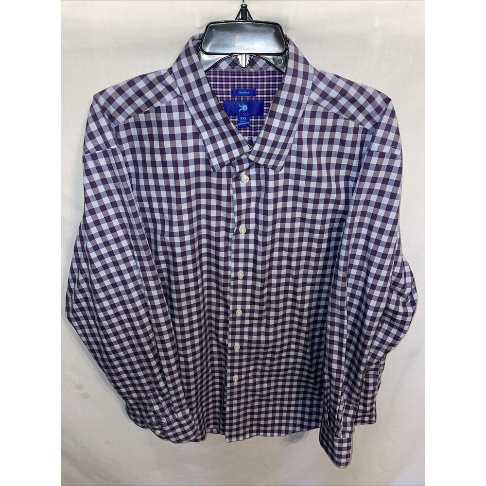 Egara Men’s Dress Shirt Size 2XL Purple Striped Business Formal City Wedding